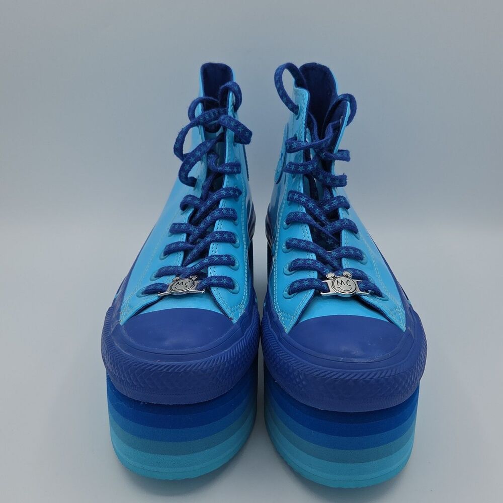 Miley Cyrus Converse Chuck Taylor Platform Hi Gnarly Blue Patent Sneakers Size 9 - Picture 3 of 8